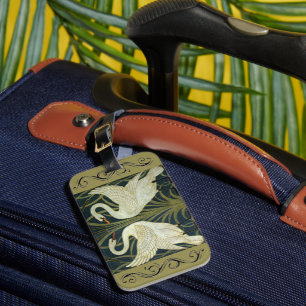 Walter Crane Swan & Rush and Iris Victorian Luggage Tag