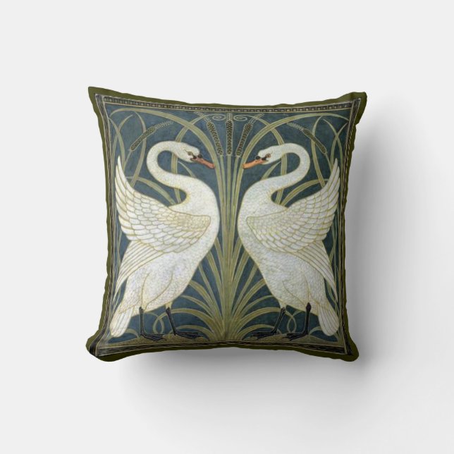 Walter Crane Swans Victorian Pillow (Front)