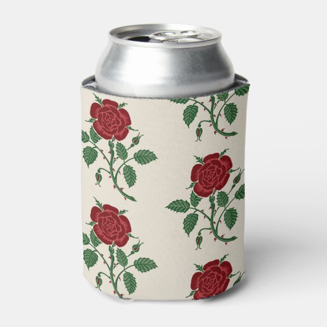  Walter Crane The Saxon Wallpaper Red Rose Can Cooler (Can Front)
