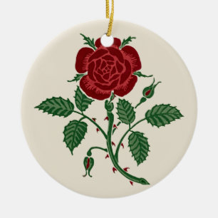  Walter Crane The Saxon Wallpaper Red Rose Ceramic Ornament