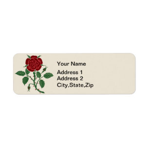 Walter Crane The Saxon Wallpaper Red Rose Return Address Label