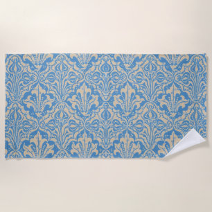 Walter Crane Vintage Blue Seed and Flower Art Beach Towel