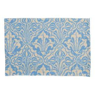 Walter Crane Vintage Blue Seed and Flower Art Pillowcase