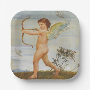 Walter Crane Vintage Cupid with Bow Art Paper Plate