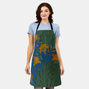 Walter Crane Vintage Day Lily Floral Pattern Apron