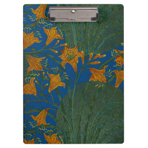 Walter Crane Vintage Day Lily Floral Pattern Clipboard