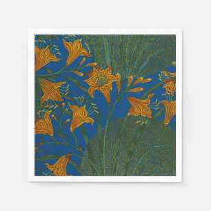 Walter Crane Vintage Day Lily Floral Pattern Napkin
