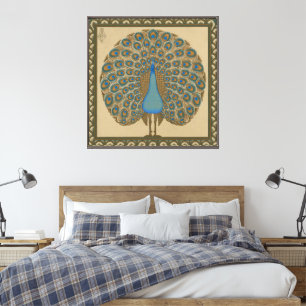 Walter Crane Vintage Gold Blue Peacock Art Canvas Print