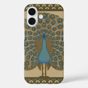 Walter Crane Vintage Gold Blue Peacock Art iPhone 16 Case