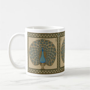 Walter Crane Vintage Gold Blue Peacock Art Coffee Mug