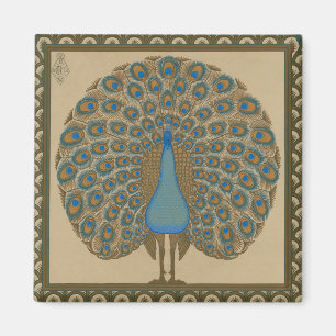 Walter Crane Vintage Gold Blue Peacock Art Magnet