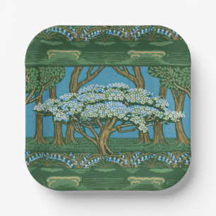 Walter Crane Vintage May Tree Forest Wallpaper Paper Plate