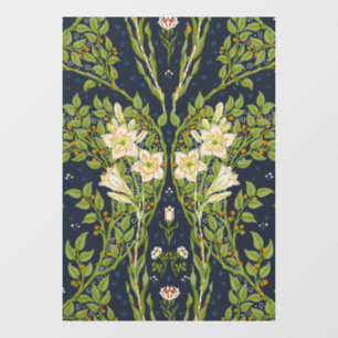 Walter Crane Vintage Navy White Lily Pattern