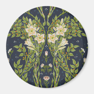 Walter Crane Vintage Navy White Lily Pattern Magnet