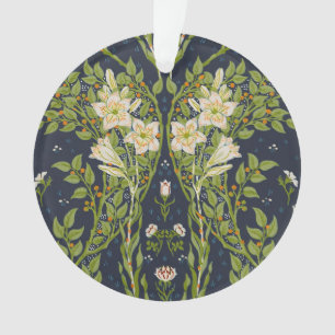 Walter Crane Vintage Navy White Lily Pattern Ornament