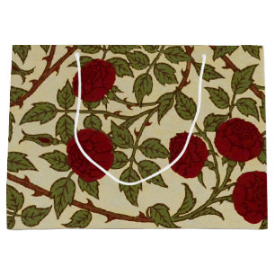 Walter Crane Vintage Rosamund Red Rose Floral Art Large Gift Bag