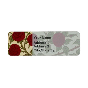 Walter Crane Vintage Rosamund Red Rose Floral Art Return Address Label