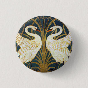 Walter Crane Vintage Swan and Iris Art Nouveau 3 Cm Round Badge