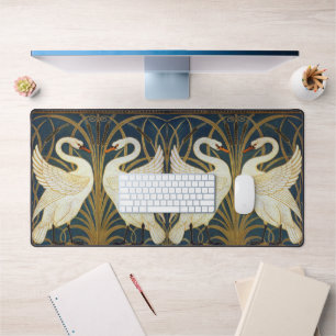 Walter Crane Vintage Swan and Iris Art Nouveau Desk Mat