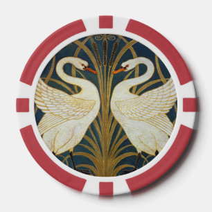 Walter Crane Vintage Swan and Iris Art Nouveau Poker Chips