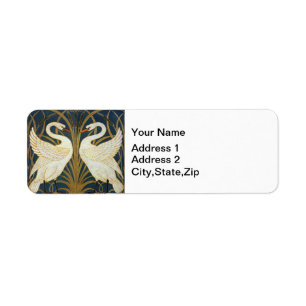 Walter Crane Vintage Swan and Iris Art Nouveau Return Address Label