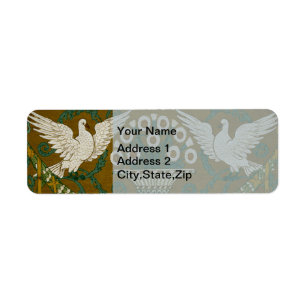 Walter Crane Vintage White Doves Flower Basket Return Address Label