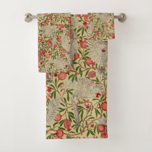 Walter Crane White Cockatoo Red Pomegranate Art Bath Towel Set