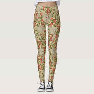 Walter Crane White Cockatoo Red Pomegranate Art Leggings