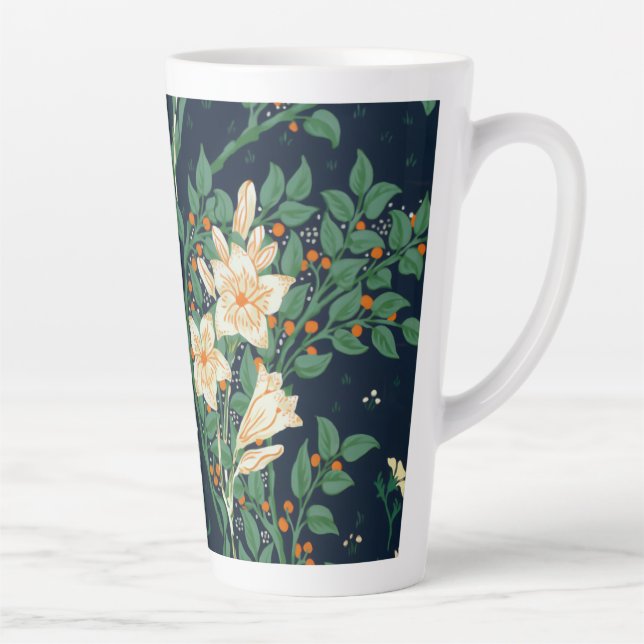 Walter Crane White Lily-Blue Back Latte Mug (Right)