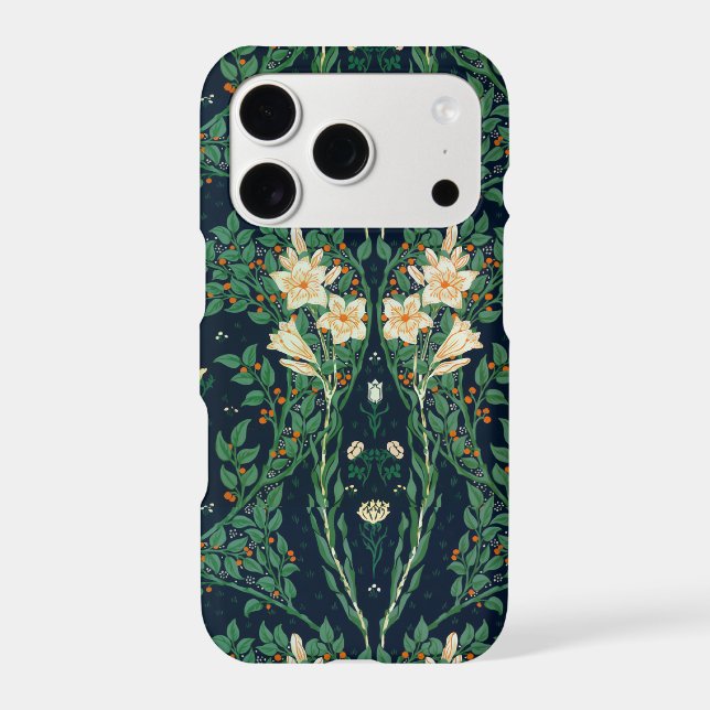 Walter Crane White Lily-Blue Back Shower Curtain (Back)