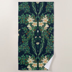 Walter Crane White Lily-Blue Back Shower Curtain Beach Towel