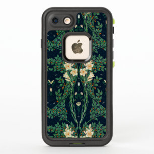 Walter Crane White Lily-Blue Back Shower Curtain