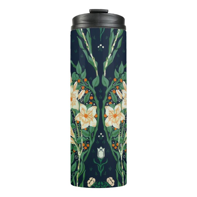 Walter Crane White Lily-Blue Back Thermal Tumbler (Front)