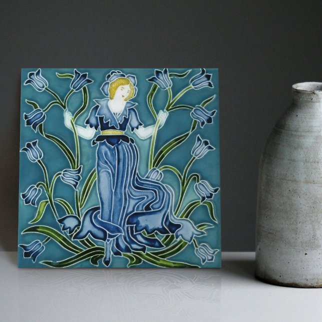 Walter Crane's Enchanted Garden Art Nouveau Floral Ceramic Tile (Creator Uploaded)