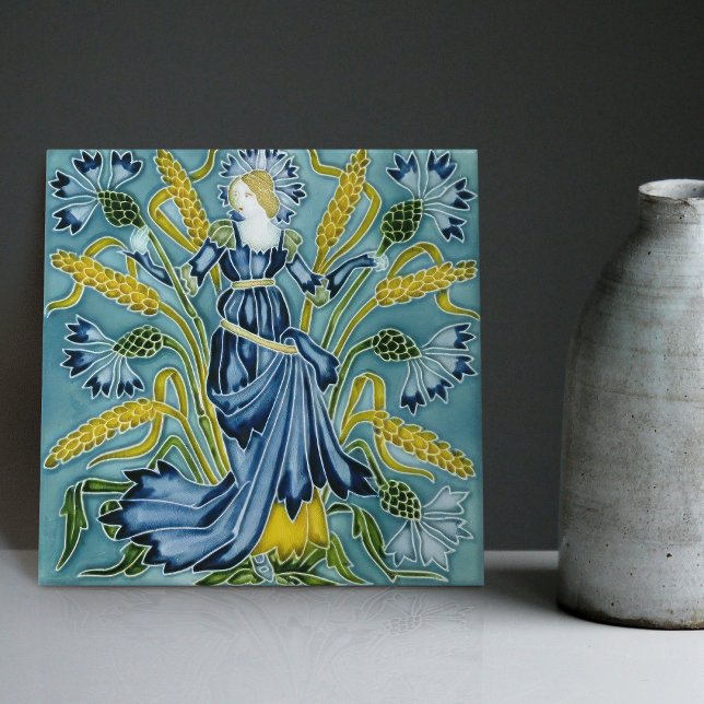 Walter Crane's Enchanted Garden Art Nouveau Floral Ceramic Tile (Creator Uploaded)