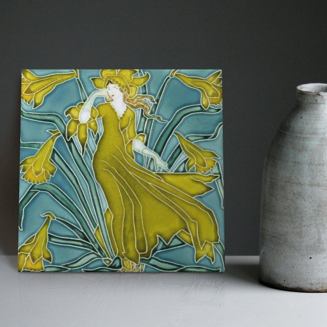 Walter Crane's Enchanted Garden Art Nouveau Floral Ceramic Tile (Creator Uploaded)