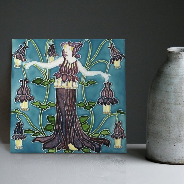 Walter Crane's Enchanted Garden Art Nouveau Floral Ceramic Tile (Creator Uploaded)