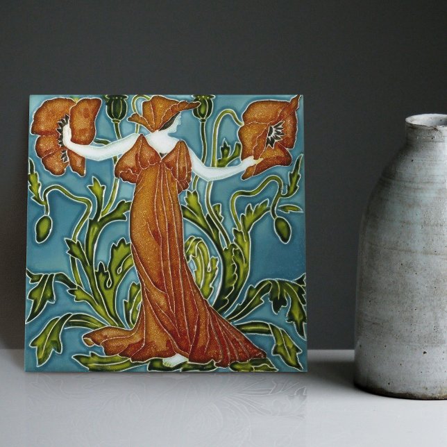 Walter Crane's Enchanted Garden Art Nouveau Floral Ceramic Tile (Creator Uploaded)