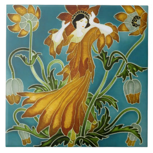 Walter Crane's Flora Art Nouveau Ceramic Tile