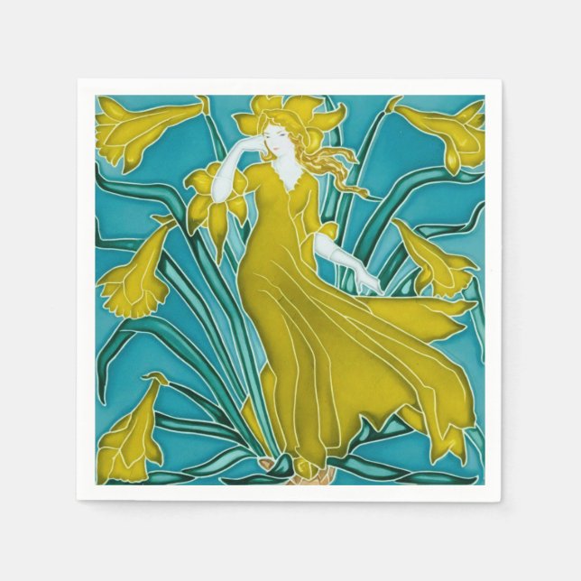 Walter Crane's Flora Art Nouveau Napkin (Front)
