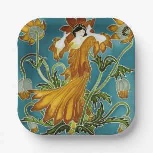 Walter Crane's Flora Art Nouveau Paper Plate