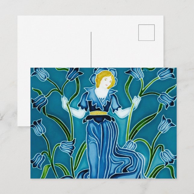Walter Crane's Flora Art Nouveau Postcard (Front/Back)