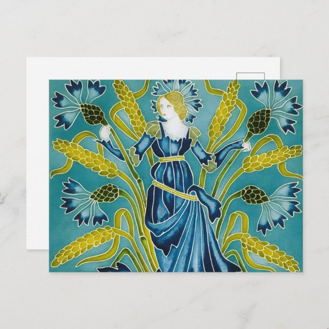 Walter Crane's Flora Art Nouveau Postcard (Front/Back)