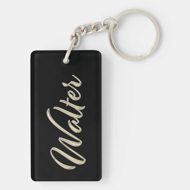 Walter name white gold keychain pendant (Back)
