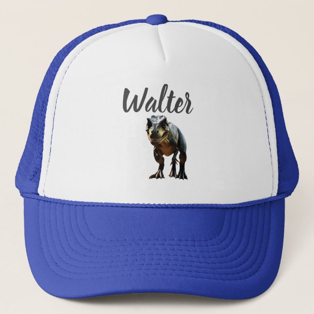 Walter Name With T Rex Dinosaur, Trucker Hat (Front)