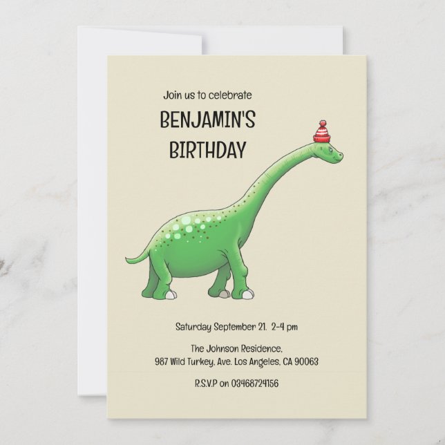 Walter the Dinosaur Birthday Invitation (Front)