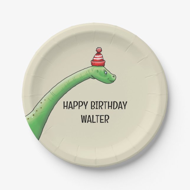 Walter the Dinosaur Paper Plate (Front)