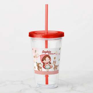 Waltercolor Little Red Riding Hood children's part Acrylic Tumbler