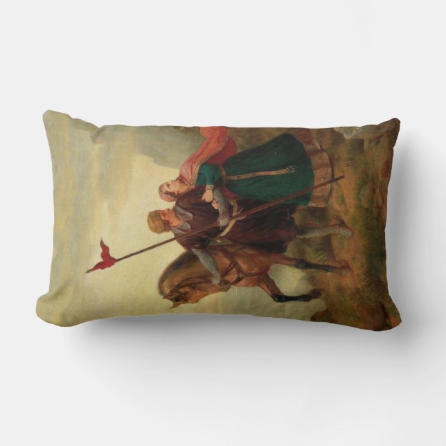 Walther and Hildegund Fleeing with their Horse Lumbar Cushion (Front)