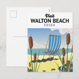 Walton Beach, Essex Seaside travel poster Holiday Postcard